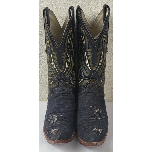 White Diamonds Denim Cowboy Western Boots Pointed Toe Mens Size 7.5 - Picture 4 of 9